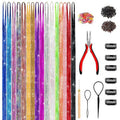 GTTUKK 4800+ Strands Hair Tinsel Kit with Tools, 16 Colors 48 Inch Fairy Hair Extensions, Heat Resistant Holographic Glitter Sparkle Strands with Silicone Beads, Pliers & Hook for Women Party