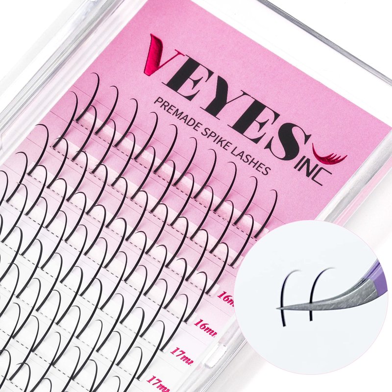 VEYES INC Spikes Lash Extensions, Premium Eyelashes Tray, Professional Supplies for Lash Techs 0.07D Curl 8-16mm Mixed Length Matte Black