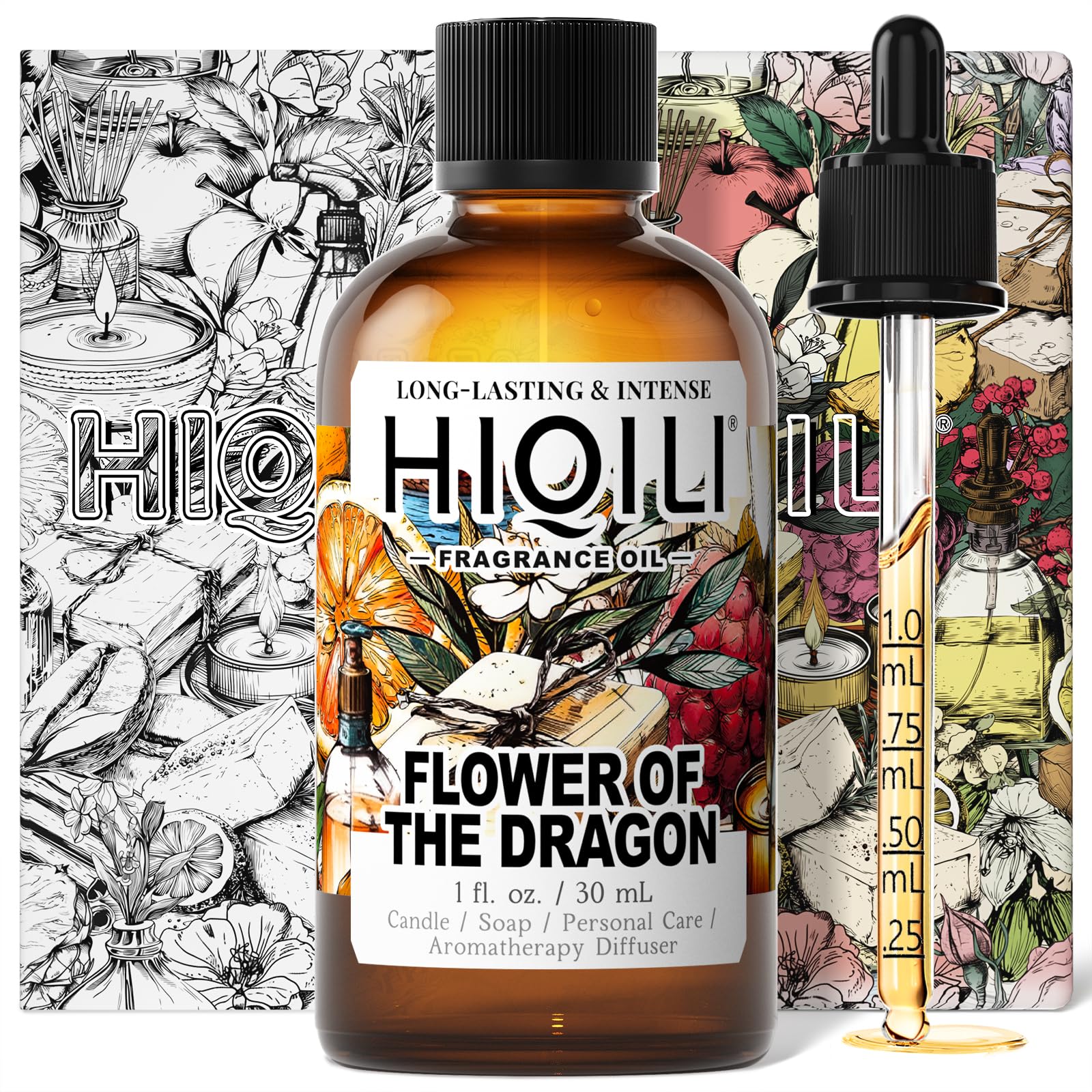 HIQILI Flower of the Dragon Fragrance Oil for Diffuser, Inspired by Td.Orient Fiore-deDrago, Candle, Soap, Perfume & Linen Spray Making, Vanilla Cream Scent, Long-Lasting Aroma - 1 Fl Oz