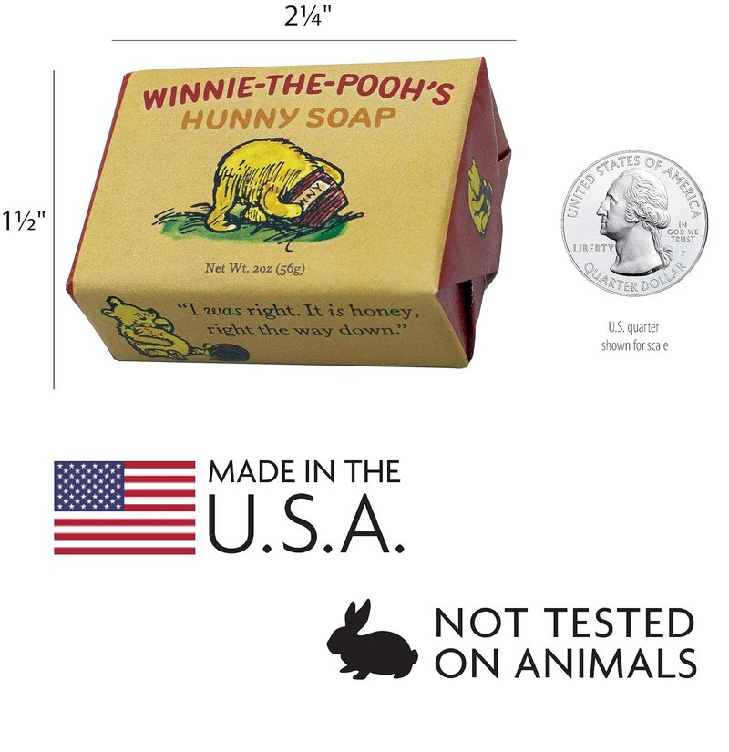 Unemployed Philosophers Guild Hunny Soap - Pooh Bear Themed, Made in USA, 2oz Travel Size Bar