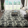 Ophanie Area Rugs - Fluffy Black, Gold & Grey Shag Carpet for Living Room | 6x9 Soft Plush Design