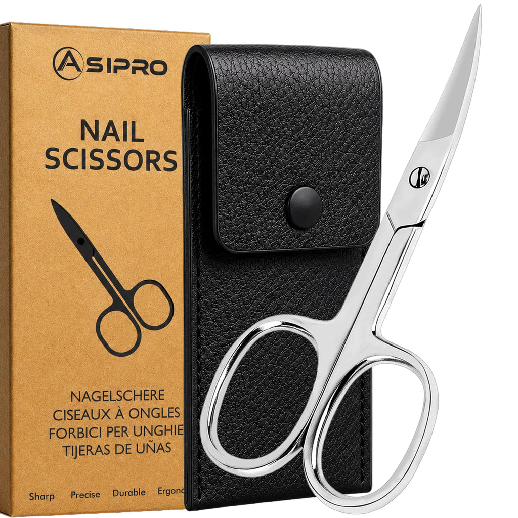 ASIPRO Nail Scissors for Women & Men with Pouch Manicure Gifts Scissors for Nails Toenail Scissors Adults Tijeras para Uñas Fingernail Scissor Toe Nail Scissors Curved