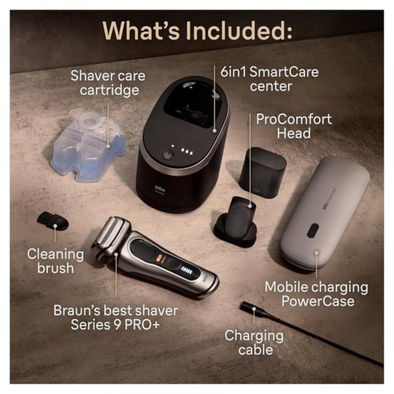 Braun Series 9 PRO+ Electric Shaver - 5 Pro Shave Elements & ProComfort Head | SmartCare Center Included