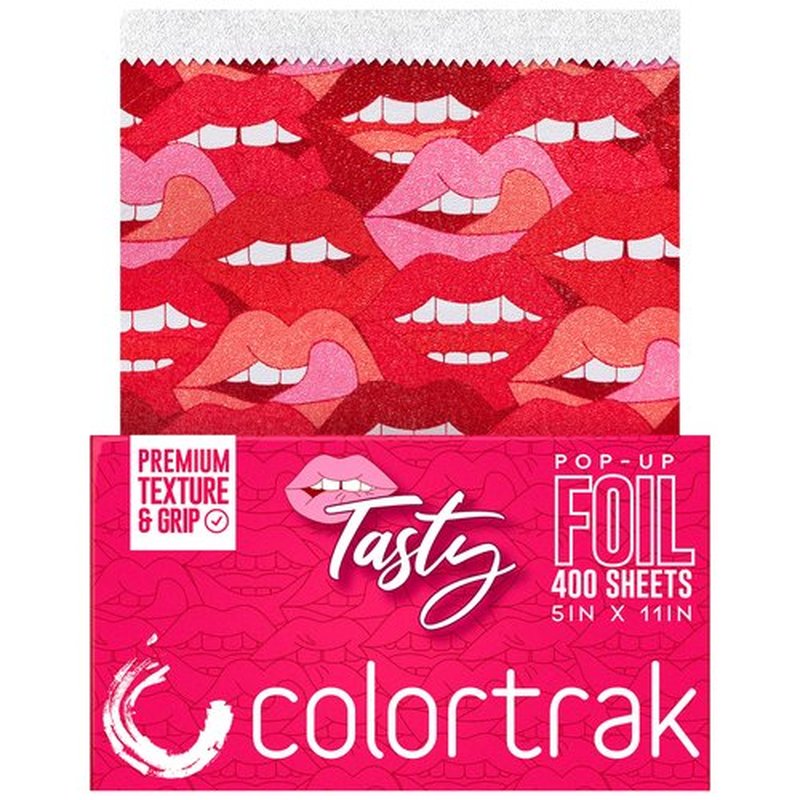 Colortrak Tasty Pop-up Foil W/Dispenser (400 Count), Pre-cut Sheets, Non-Slip Embossed Texture, 5" x 11" Sheets for Hair Foil Coloring and Highlighting Sheet Applications