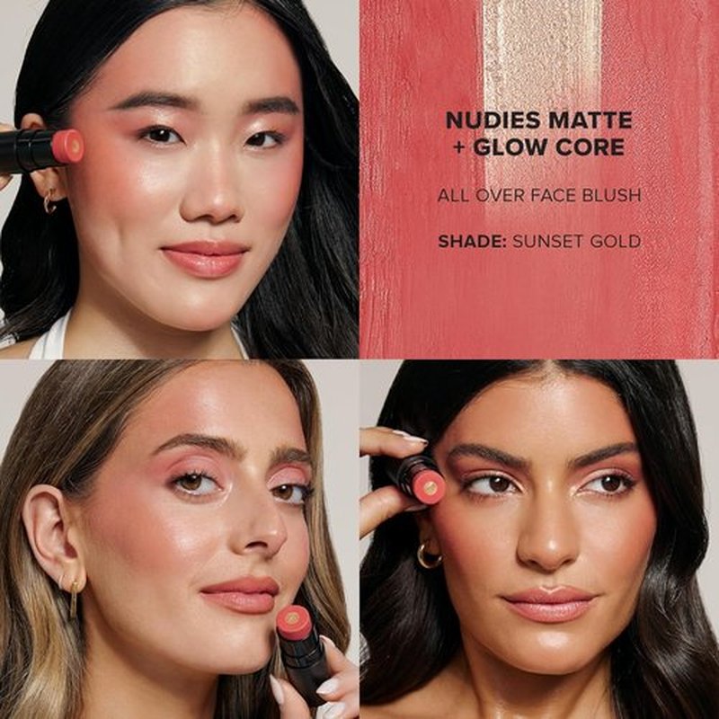 Nudestix Nudies Matte + Glow Core - Dual-Core Cream Blush Stick for Cheeks, Eyes & Lips | Hydrating Formula with Ceramides & Vitamin E