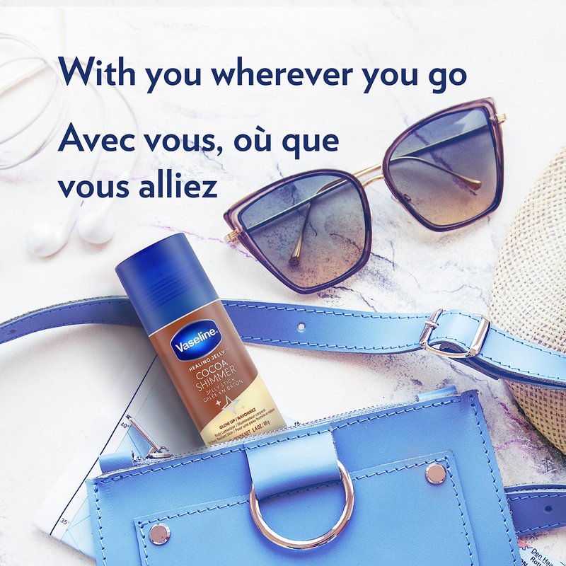 Vaseline Cocoa Shimmer Jelly Stick Highlighter & Luminizer Cocoa Butter Body Shimmer Stick, Lotion, Travel Size, for Glowing Skin, 1.4 Oz Ea (Pack of 6)