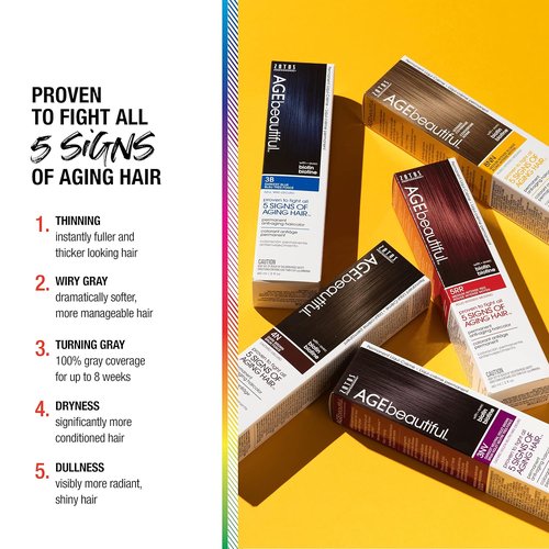 AGE Beautiful Permanent Hair Color Dye Set - 100% Gray Coverage & Anti-Aging Formula | Biotin Infused for Thicker, Healthier Hair