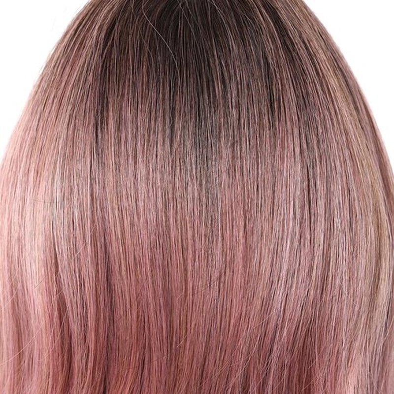 Osicapea Ombre Pink Wigs with Bangs for Women, Natural Wavy Curly Hair Ladies Woman Heat Resistant Synthetic Wig 22 Inch Long Wig for Women's Cosplay Costume Party Daily Use
