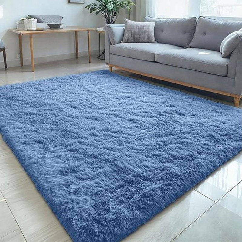 OLANLY Large Area Rug - Soft Fluffy Shaggy Carpet for Living Room & Bedroom | 5x8 ft, Blue