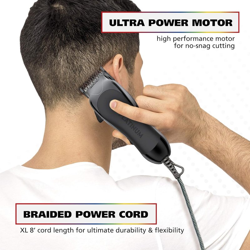 Wahl USA Pro Series Platinum Corded Clipper & Trimmer - Home Haircutting with Color-Coded Combs | Model 79804-100