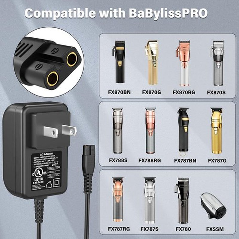 BaByliss PRO Power Cord - 6.0Ft Extra Long Charger for FX787, FX788, FX820 Trimmer & FX870 Clipper