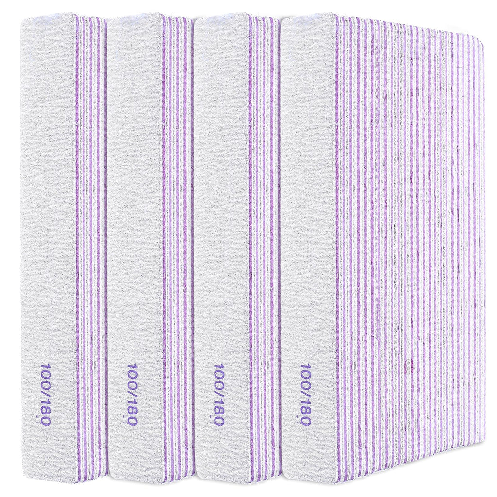 YUXIANLB 100 Pcs 100/180 Grit Nail Files Professional Reusable Emery Board for Nails, Double Sides Washable Nail File Manicure Tools for Natural Nails Extension Gel and Acrylic Nail Tools Home Use