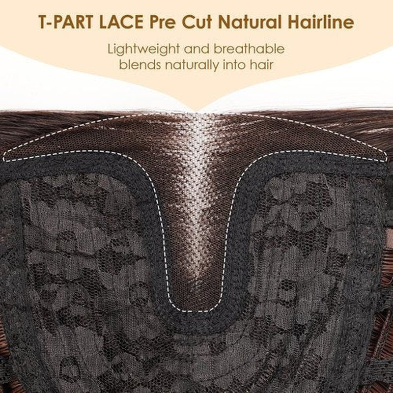 AISI HAIR 【Beginner Friendly Wigs Highlights Brown Wig for Women Medium Length Wave Curly Glueless Synthetic Heat Resistant Hair Wigs for Daily Party Cosplay