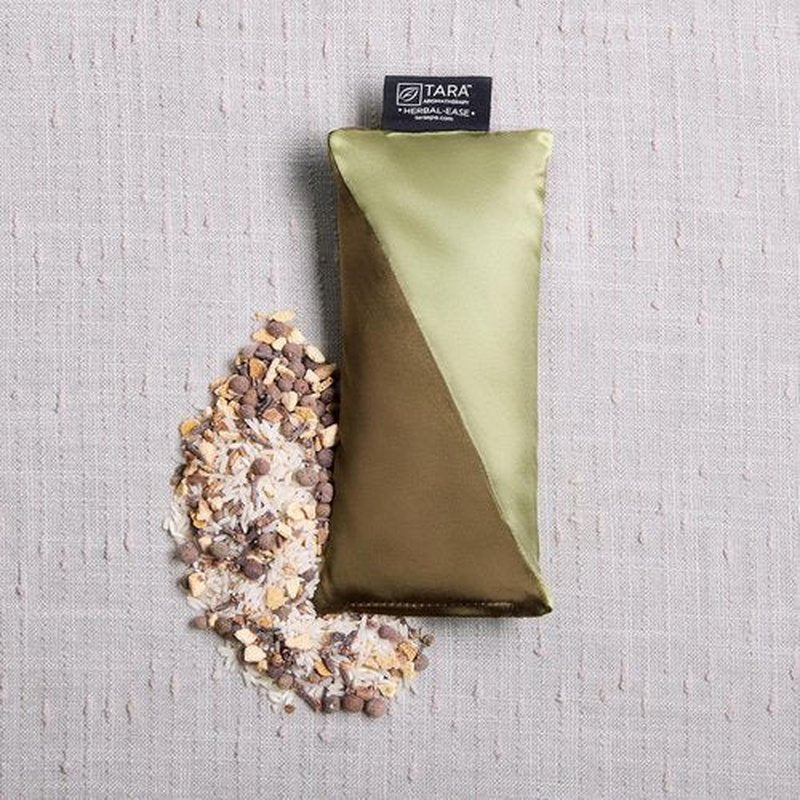 TARA Spa Therapy Herbal-Ease Aromatherapy Pillow Set - Neck & Silk Eye Pillow in Green Olive