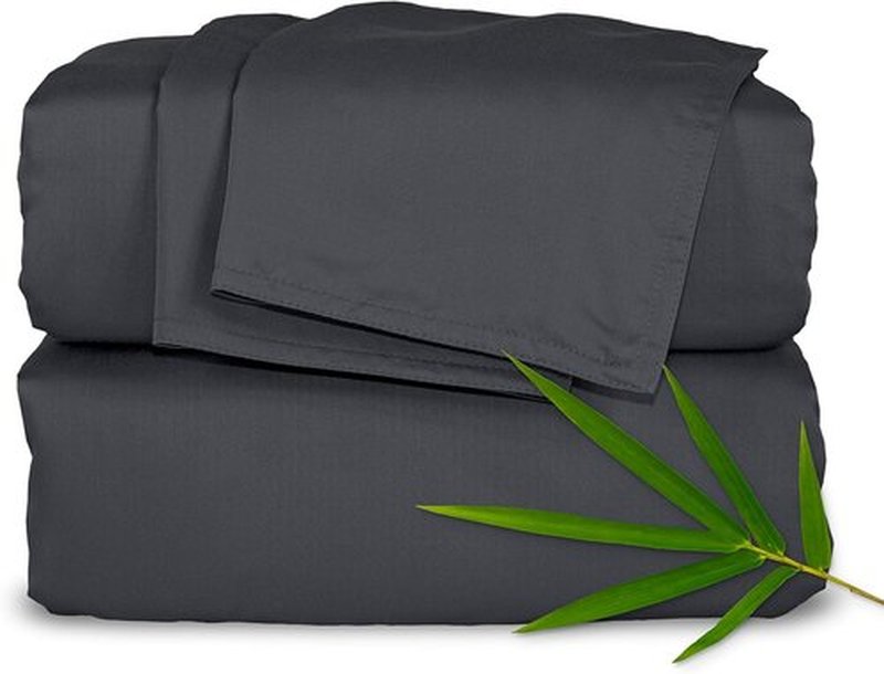Pure Bamboo Short Queen Sheets - 100% Organic Viscose Bed Set, Soft & Cooling | 60"x75", Charcoal, 2-Year Quality Promise