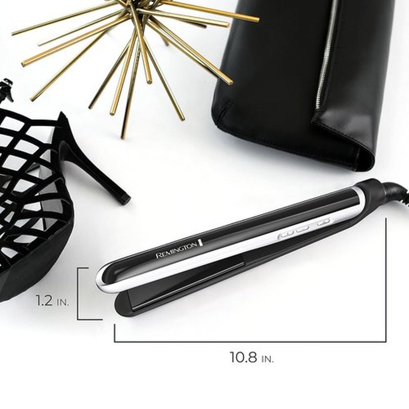 Remington Pearl Pro Ceramic Flat Iron - 1-Inch Floating Plates for Fast 30-Second Heat-Up | Black & White