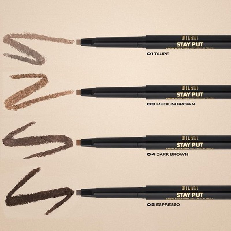 Milani Stay Put Brow Sculpting Mechanical Pencil - Espresso (0.01 Ounce) Cruelty-Free Long-Lasting Eyebrow Pencil that Defines and Shapes Brows (Pack of 2)