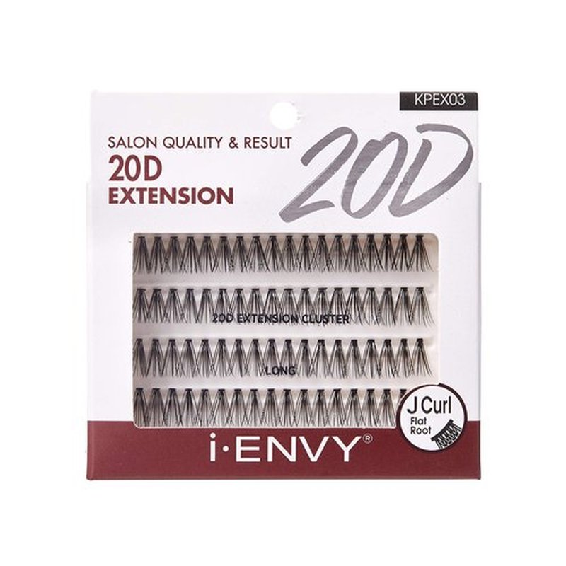 i•ENVY 20D Extension Cluster Individual Lashes (Long, 2 Pack) Flat Root Seamless Application Perfect for DIY Lash Extension