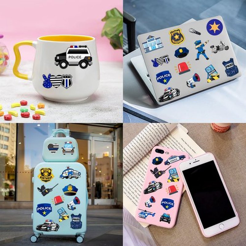 Cherisnowy 72PCS Police Party Set - 48PCS Temporary Tattoos & 24PCS Slap Bracelets - Fun Law Enforcement-Themed Birthday Supplies, Baby Shower Gifts, Classroom Rewards & Decor for Kids (Boys & Girls)