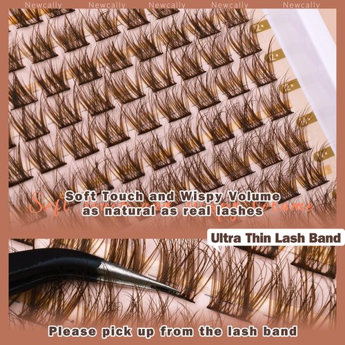 Brown Lash Clusters Natural Wispy Eyelash Clusters DIY Lash Extension C-curly Brown Eyelash Cluster Individuals Faux Mink Lashes Eyelash Extension by Newcally