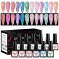 Four Lily Reflective Glitter Gel Polish 12 Colors Sparkle Gel Nail Polish Set Diamond Shine Pink Purple Red Holographic Glitter Gel Soak off Uv LED Manicure Gifts for Women