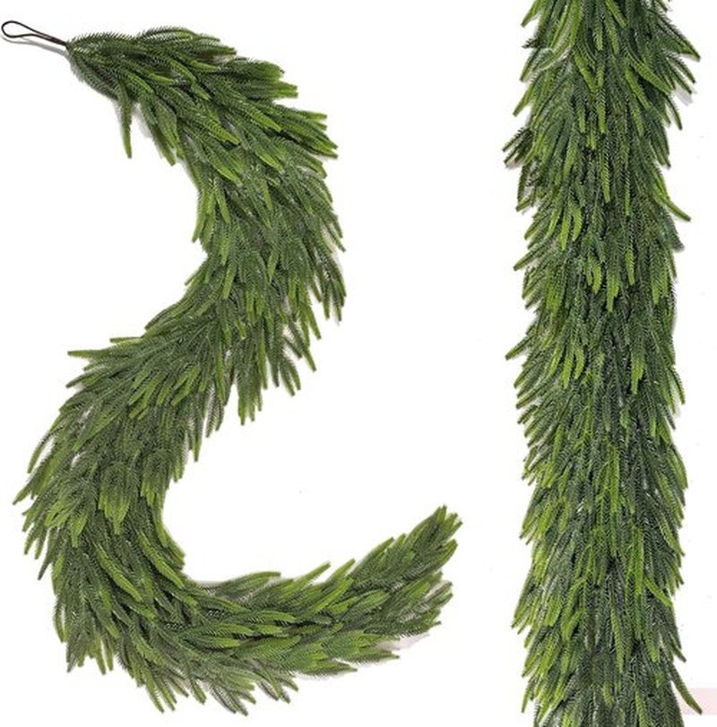 Norfolk Pine Garland - Realistic 6 Ft Christmas Decorations for Mantle, Table, Stairs & More