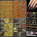 LERBOU Gold Nail Charms and Gems Set, 4 Boxes DIY Nail Decorations Kit, Gold 3D Cross Flowers Nail Art Charms, Champagne Rhinestones Gems Charms Y2K for Nails, Cool Punk Style Nail Charms