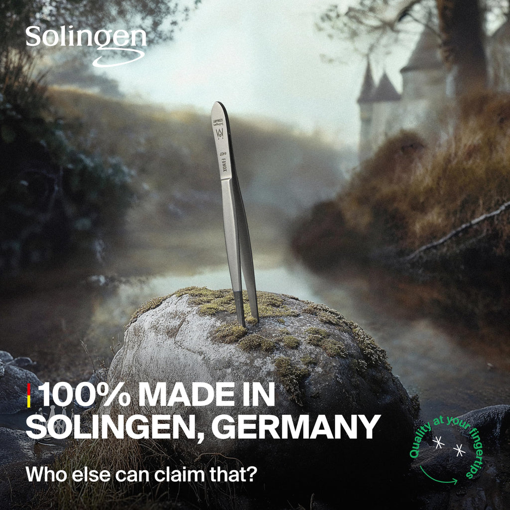 GERMANIKURE Slanted Tweezers in Cork Case - Made in Solingen Germany