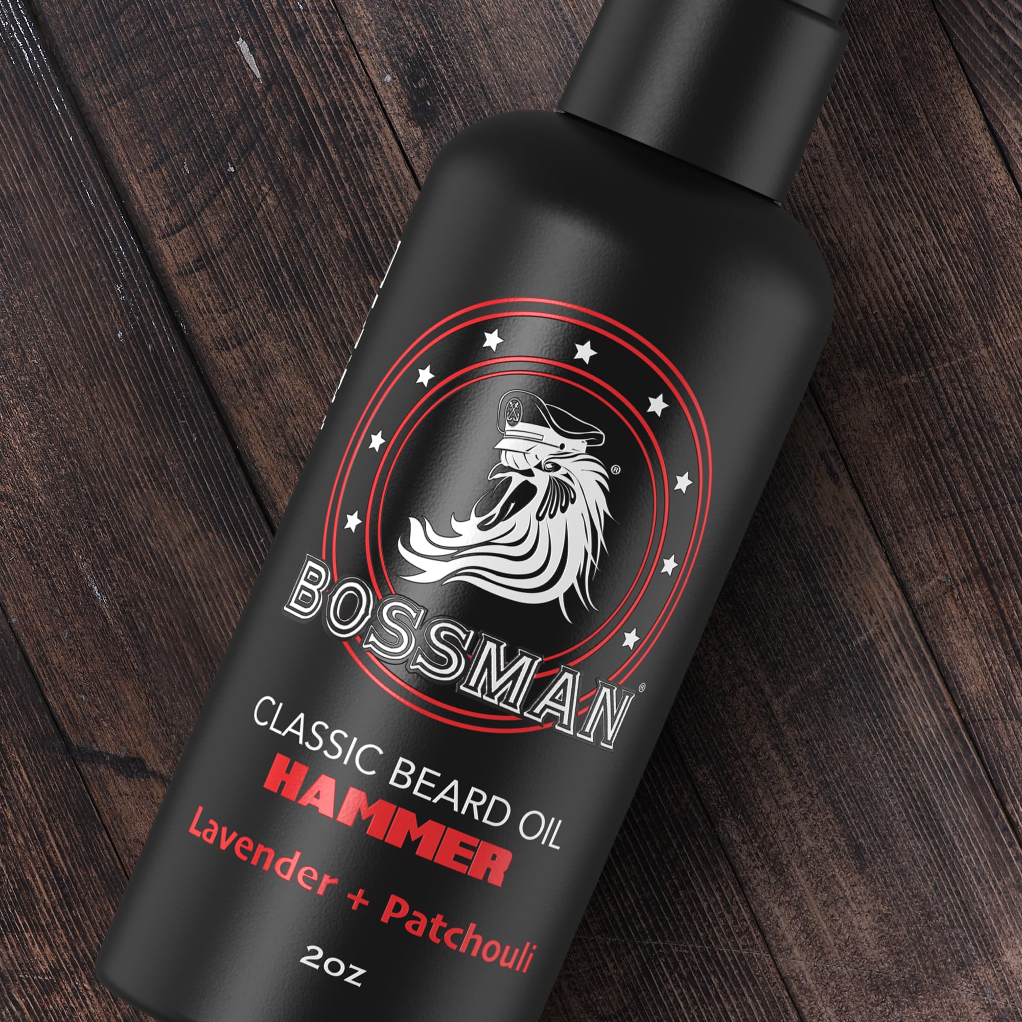 Bossman Organic Mustache & Beard Oil for Men, 2 oz – Natural Beard Moisturizer with Jojoba, Argan & Avocado Oils (Hammer Scent)