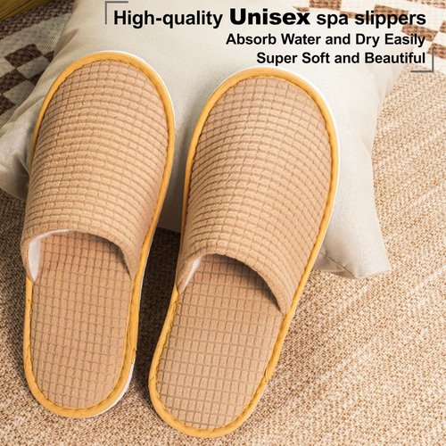 jeuhut Disposable Spa Slippers for Guest, 6 Pairs Non Slip Washable Reusable Unisex for Women Men, Indoor House Hotel Bathroom Bedroom Wedding Travel