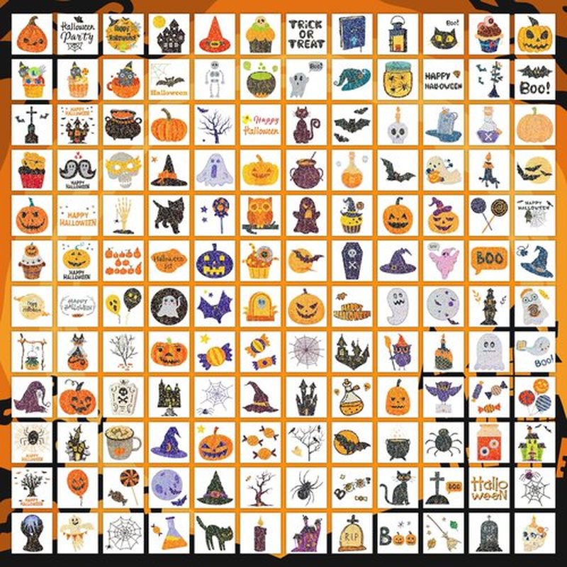 EMOME 408 PCS Glitter Halloween Tattoos for Kids, Cute Temporary Tattoo Stickers for Halloween Birthday Party Decorations, Individual Wrapped Halloween Non-Candy Treats Gifts for Kids Tattoos Bulk