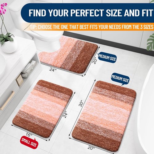 OLANLY Microfiber Bath Rug Mat - Extra Soft & Absorbent | Quick-Dry, Machine Washable, 24x16, Orange