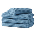 Microfiber Waffle Face Towels, 4 Pieces, Soft, Absorbent, Fast Drying, Lint Free 430 GSM (Blue)