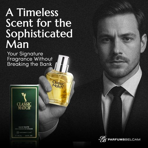 PB ParfumsBelcam Classic Match Green Eau De Toilette Spray for Men - Fresh Chypre Cologne, Long-Lasting 2.5 Fl Oz