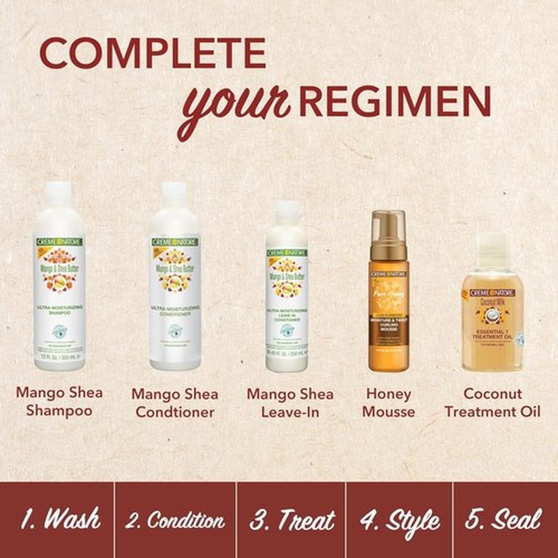 Creme of Nature Mango & Shea Butter Shampoo - Ultra-Moisturizing Cleanser for Curly Hair, 12 oz