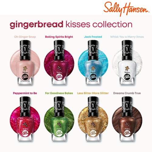 Sally Hansen Miracle Gel Holiday Salon Quality Nail Polish | Gel-Like Formula, Two-Step System, No UV Light Needed, Long Lasting | Opaque, Glittery |915 Dreams Crumb True | Rich Brown Nail Polish