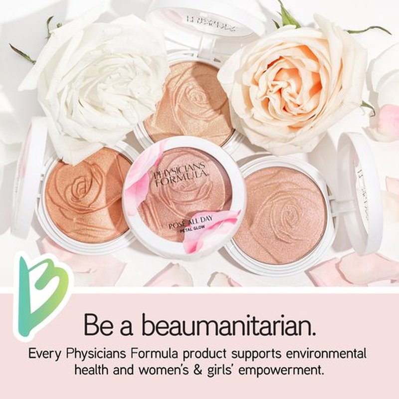 Physicians Formula Rosé All Day Highlighter Blush Face Powder, Shimmer Petal Glow, Pink Soft Petal, Dermatologist Tested, Clinicially Tested