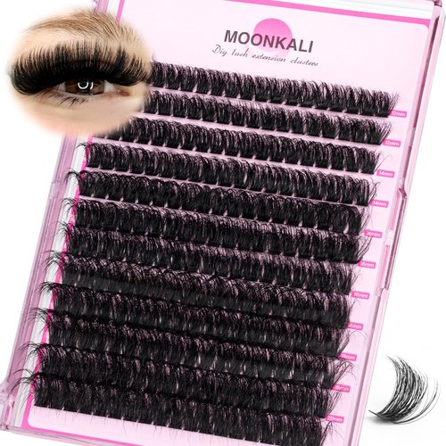MOONKALI Lash Clusters Wispy 100D Volume Eyelash Clusters 12-20mm Mix Length Individual Lashes D Curly Cluster Eyelash Extensions Mink Thick Volume Eyelashes Extension Clusters for Beginners