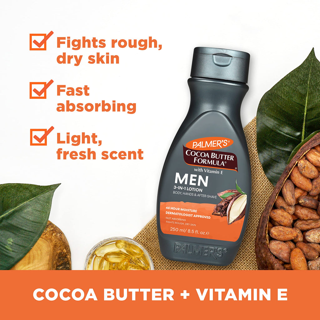 Palmer's Cocoa Butter Formula Men's 3-in-1 Fast Absorbing Face & Body Lotion, 8.5 oz.