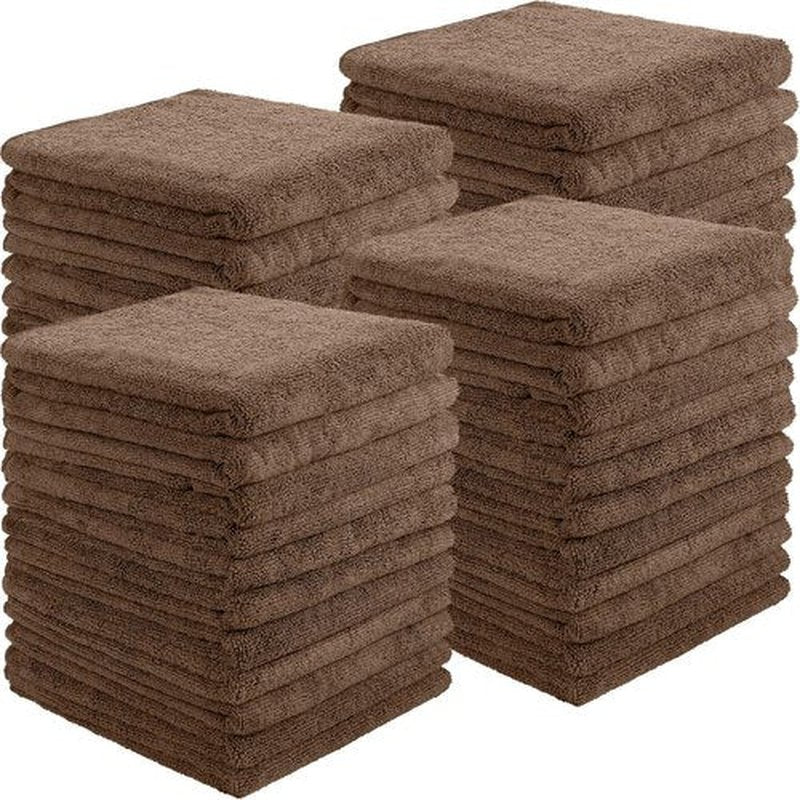 Shimeyao 40 Pack Bleach Proof Towels Microfiber Absorbent Resistant Hair Hand Towels Bulk Quick Dry 16 x 29 Inches for Barber Gym Bath Spa Shaving (Brown)