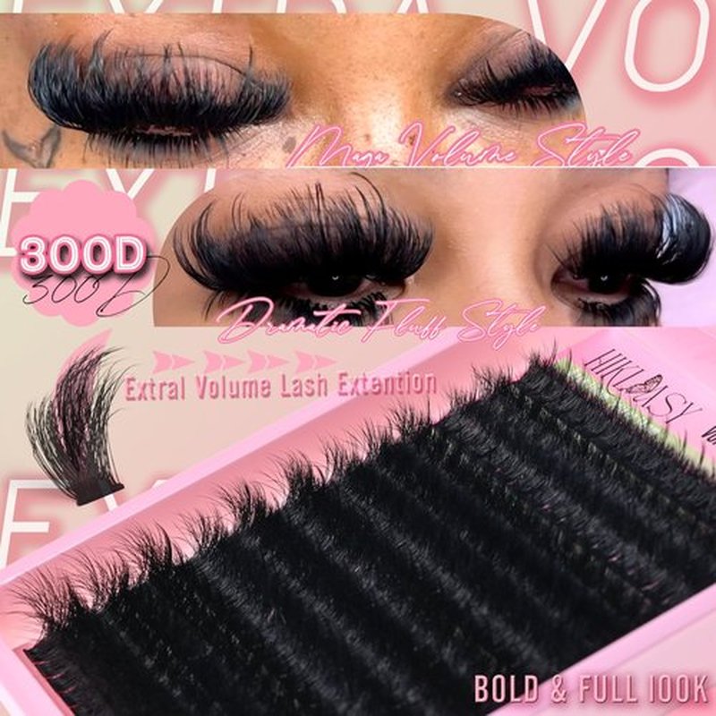 Thick Lash Clusters 300D Extra Volume With Spikes,14-22mm Dramatic Mega D Curve Glam Looking,Full & Bold Cluster Eyelash Extensions,Locked Band No Shedding,Reusable Faux Mink Cluster Lashes-Hiklasy
