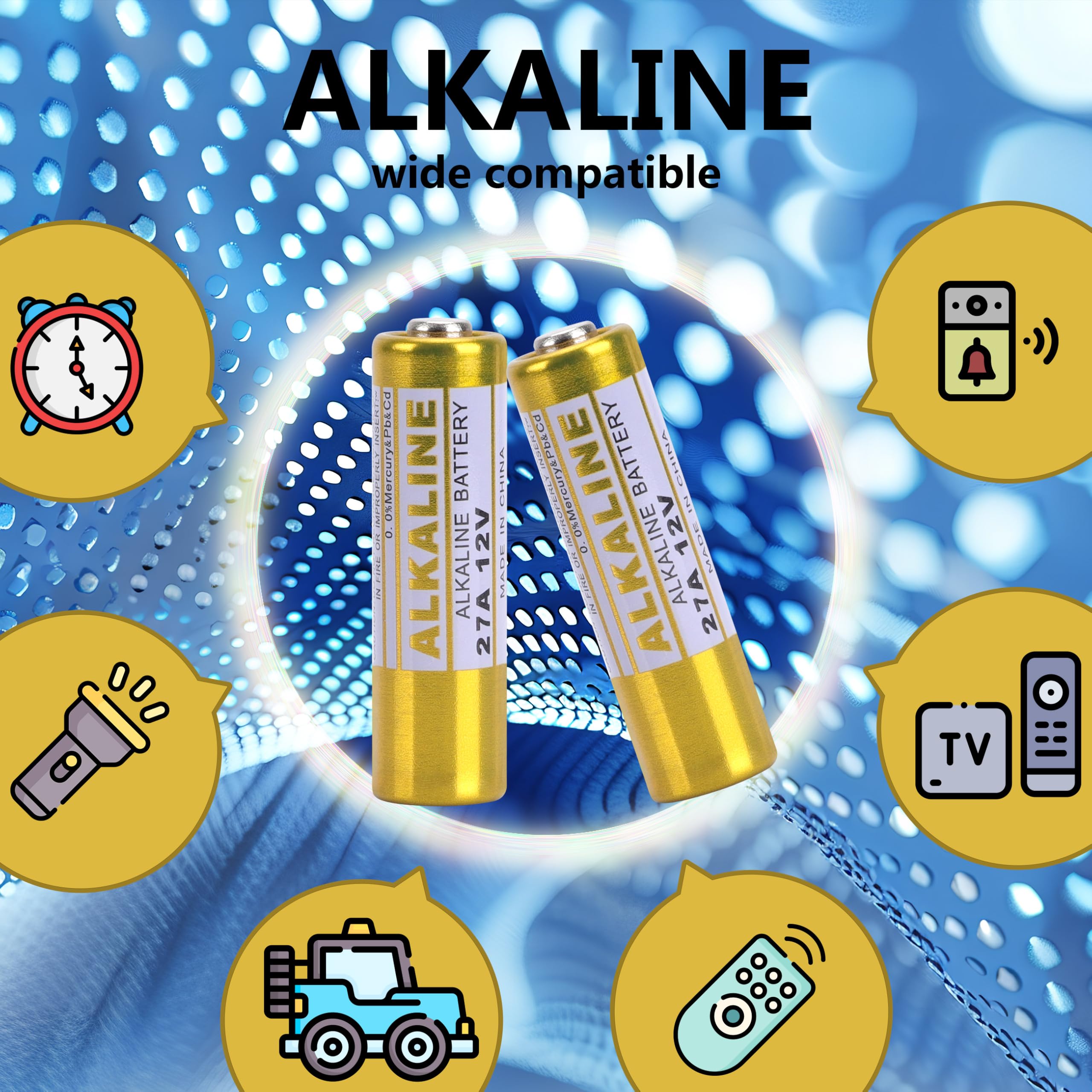kunying A27 27A 12V Battery,27a 12v Battery for Remote,27a Batteries 5 Pack, Long Lasting 12 Volt A27 Batteries