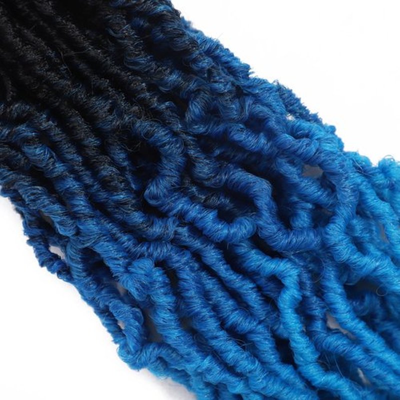 Bylatt 8 Packs Short Faux Locs Crochet Hair 120 Strands 12Inch Soft Locs wavy Dreadlocks Crochet Braids Natural Black Pre-Looped Crochet Hair for Women (1B/Dark Blue/Light Blue, 12 Inch (Pack of 8))
