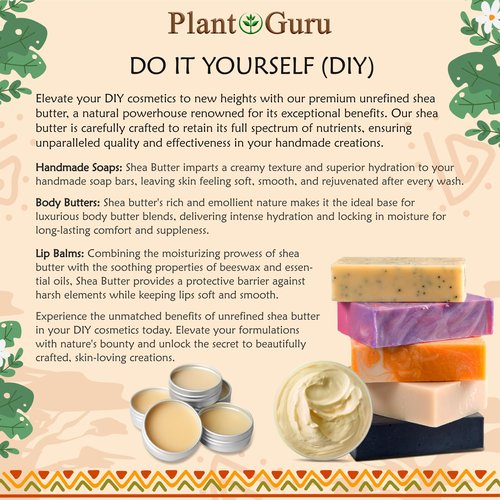 Plant Guru Raw African Shea Butter 32 oz. / 2 lbs. Jar Bulk 100% Pure Natural Unrefined IVORY - Ideal Moisturizer For Dry Skin, Body, Face And Hair Growth. Great For DIY Soap and Lip balm Making.