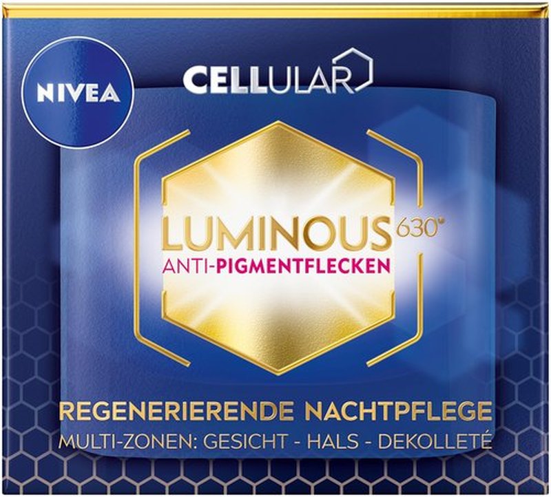 NIVEA Cellular Luminous630 Night Cream – Advanced Regenerating Anti-Pigment Skin Care for Face, Neck and Décolleté, Enriched with Hyaluronic Acid & Patented Luminous630® Complex, 50 ml