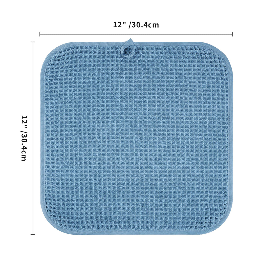 Microfiber Waffle Face Towels, 4 Pieces, Soft, Absorbent, Fast Drying, Lint Free 430 GSM (Blue)