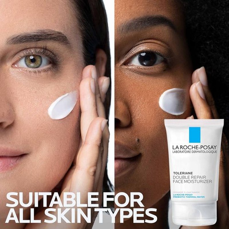 La Roche-Posay Toleriane Double Repair Face Moisturizer - Oil-Free Daily Cream with Ceramide & Niacinamide | Pack of 2