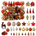 Alupssuc 103pcs Christmas Balls Ornaments Set, Gnome Christmas Tree Decorations with Hanging Strings, Shatterproof Plastic Baubles for Xmas Tree Holiday Wedding Party Decorations, Red, Bronze and Gold