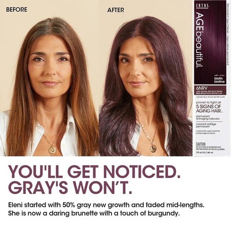 AGE Beautiful Permanent Hair Color Dye - Liqui-Creme Formula for 100% Gray Coverage | Neutral Warm Beige & Red Violet Shades | Anti-Aging Biotin Enriched for Thicker, Fuller Hair
