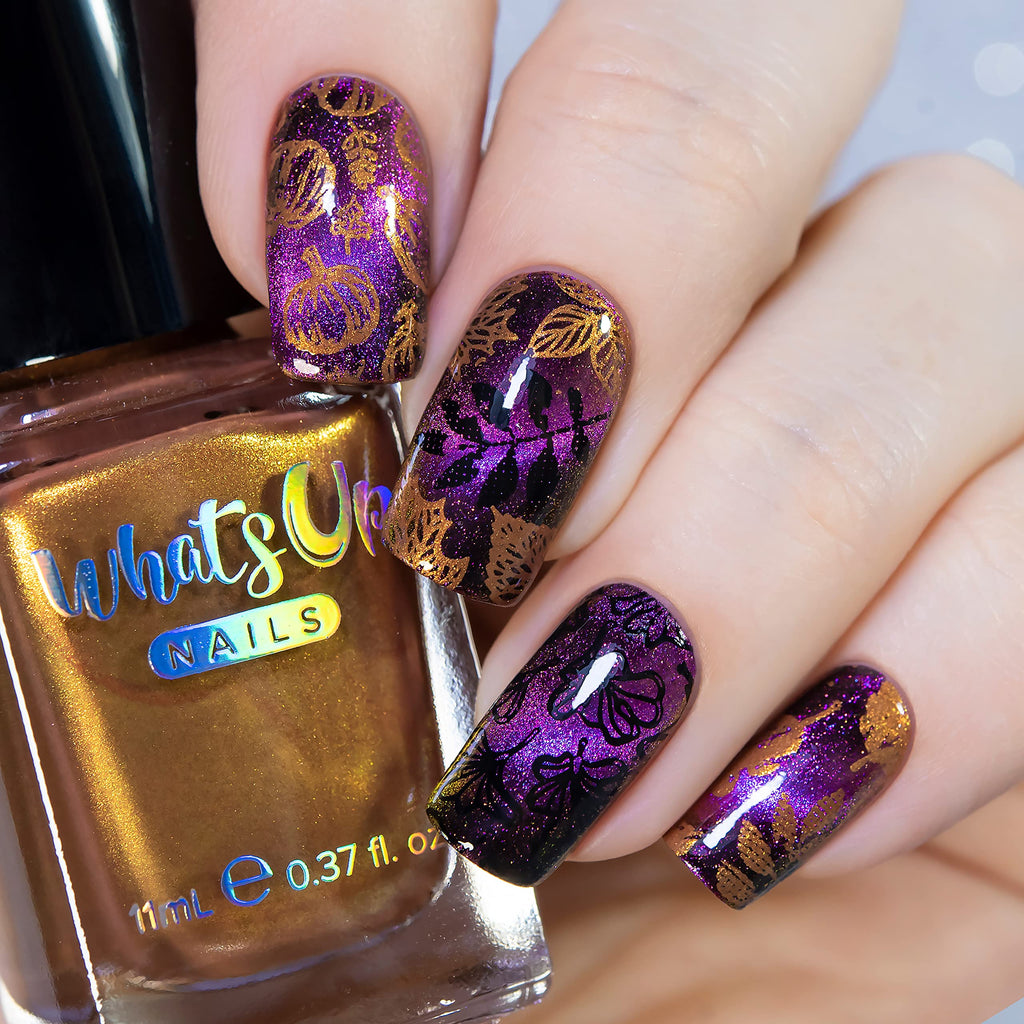 Whats Up Nails - Fall Stamping Plates 2 pack (B053, B071) for Autumn Thanksgiving Day Nail Art Design